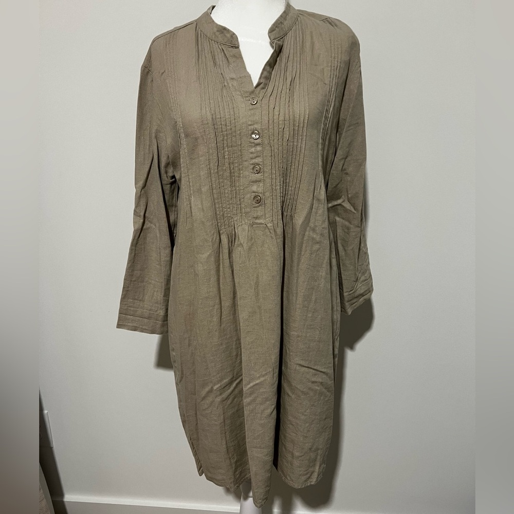 Tahari Women’s Linen Tan Midi Dress Size Small - Picture 2 of 8